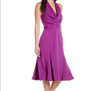 NWT purple Harlyn halter cocktail dress | small